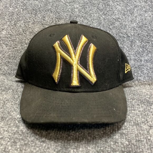 New York Yankees Hat Cap Fitted 7 1/4 Black Gold Logo Wool MLB Baseball Adult - Picture 1 of 16